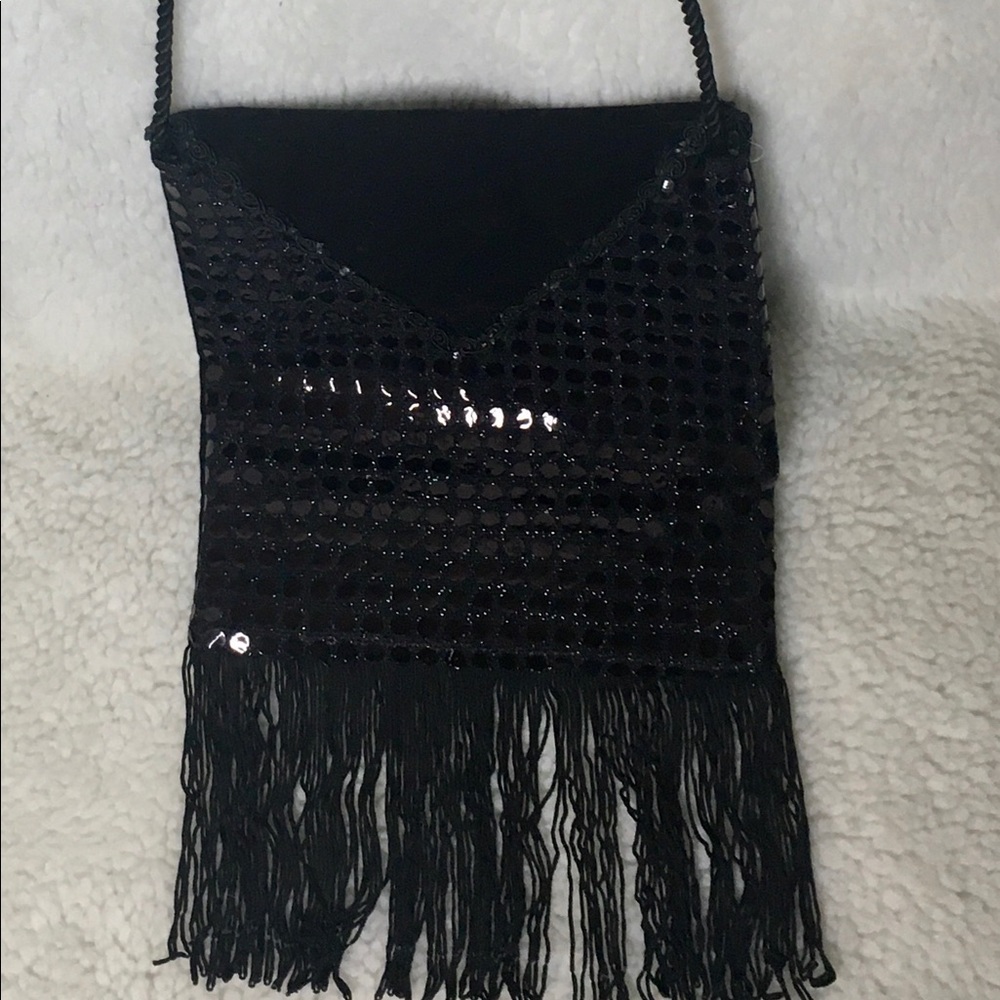 Sequin Evening Bag with Fringe